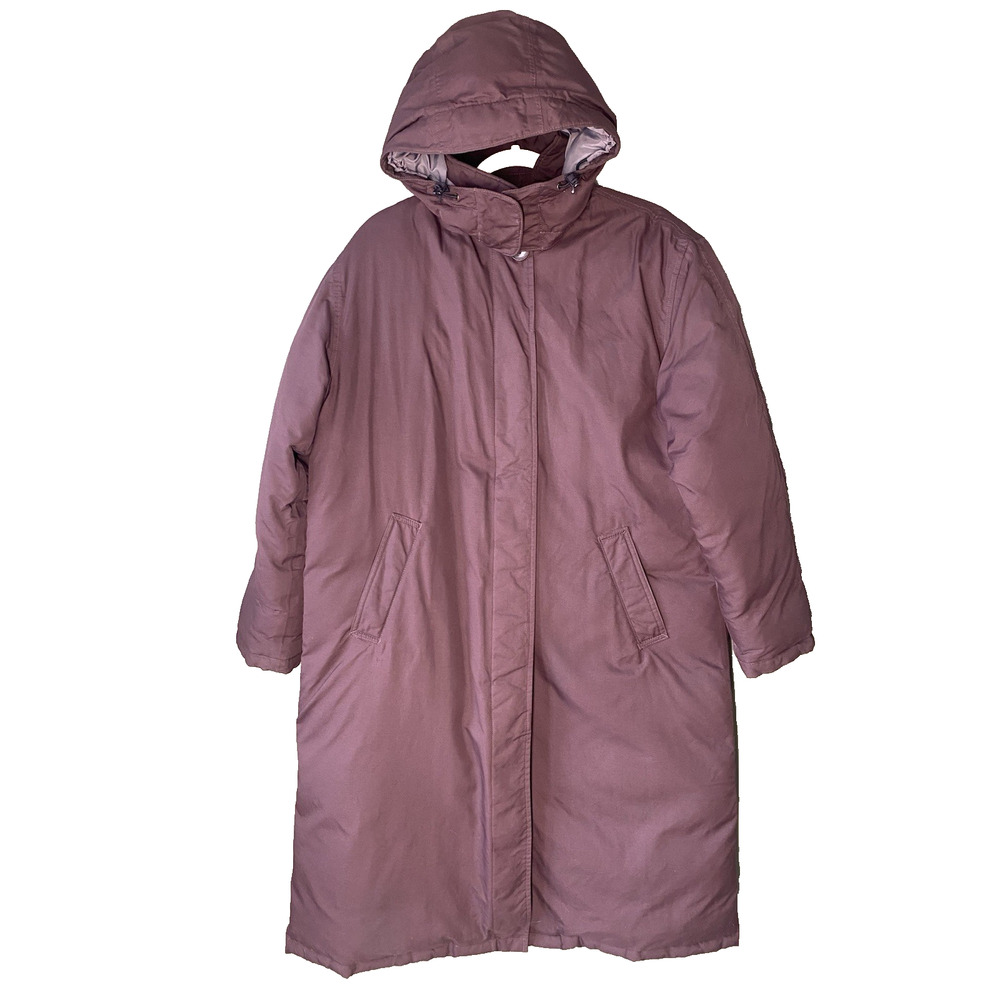 Lands End Jacket Womens Large PETITE 14-16 Goose Down Hooded Parka Coat Pockets